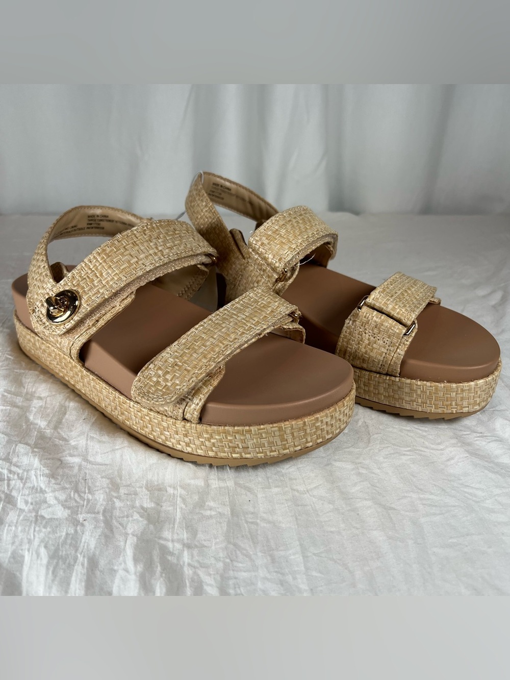 A New Day Tanner Women’s sz9.5 Woven Straw Platform Double Strap Buckle Sandals